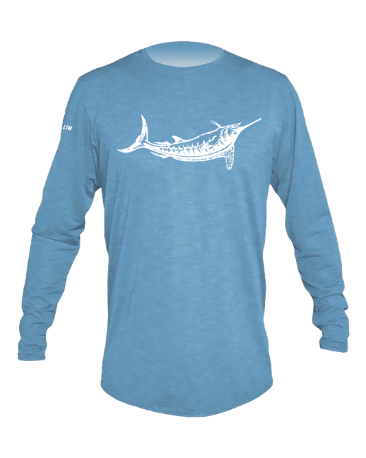 White Marlin Anetik Bahama Heathered Low Pro Tech Long Sleeve T-Shirt
