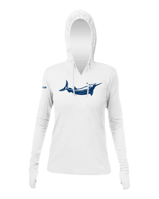 Female Blue Marlin Anetik Pro Tech Hooded Long Sleeve T-Shirt