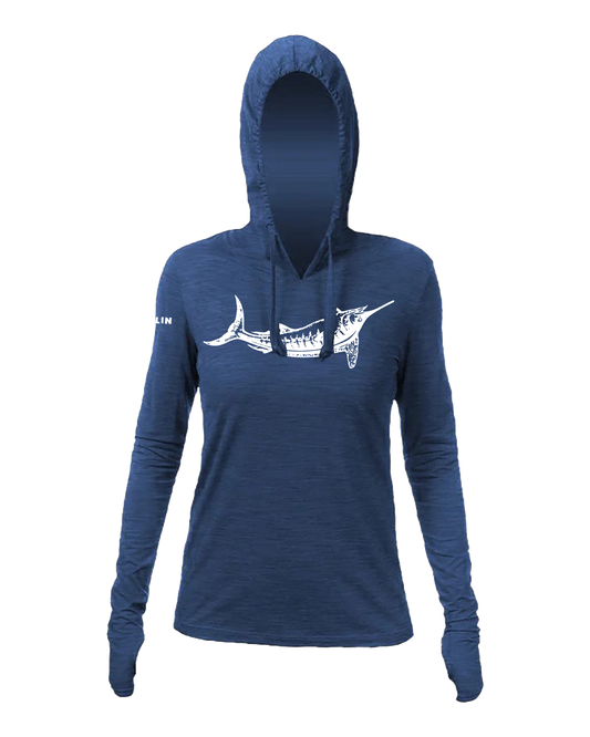 Female White Marlin Anetik Pro Tech Hooded Long Sleeve T-Shirt