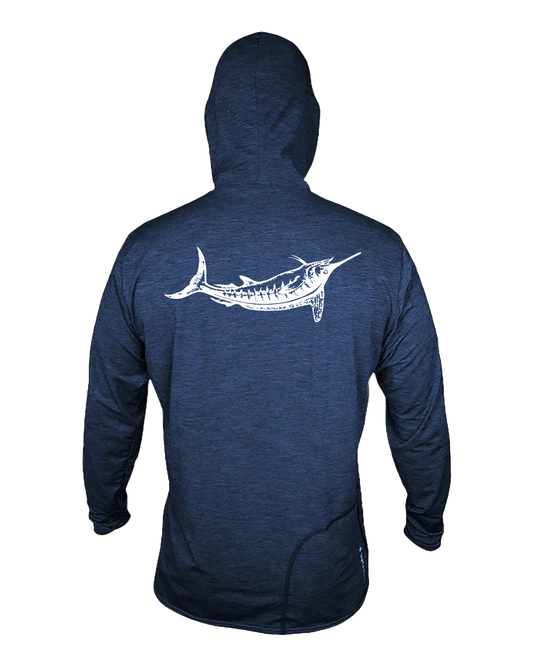 White Marlin Anetik Pro Tech Hooded Long Sleeve T-Shirt Big Back