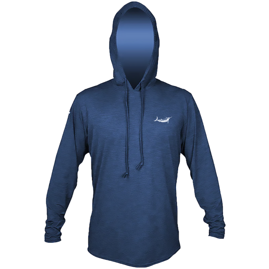 White Marlin Anetik Pro Tech Hooded Long Sleeve T-Shirt Chest Art